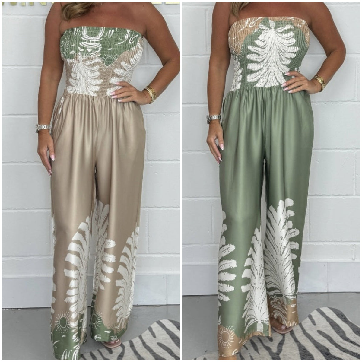 Katrina - Stroppeløs Tropisk Jumpsuit